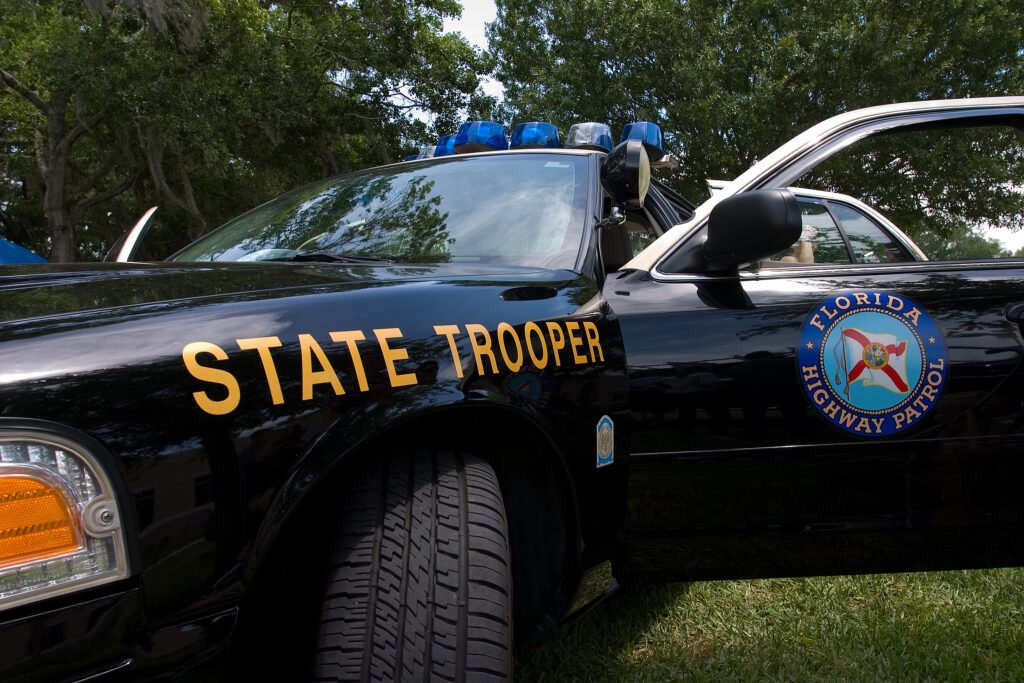 A Florida State Highway Patrol Trooper car.