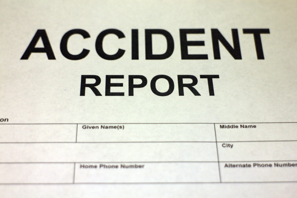 A basic blank accident report form